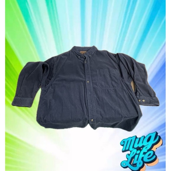 Reel Legends Other - VTG Reel legends Blue long sleeve corduroy button up shirt Sz LARGE